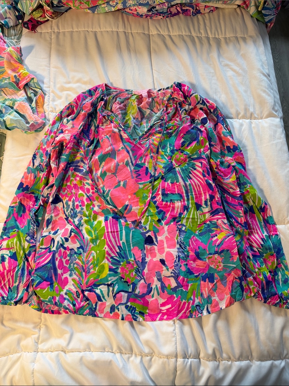 Vibrant Floral Women's Blouse - Pink Multi lilly Pulitzer